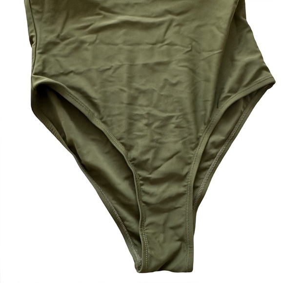 Women's Vintage Padded Push up One Piece Olive Green Swimsuit Size S - Picture 4 of 5